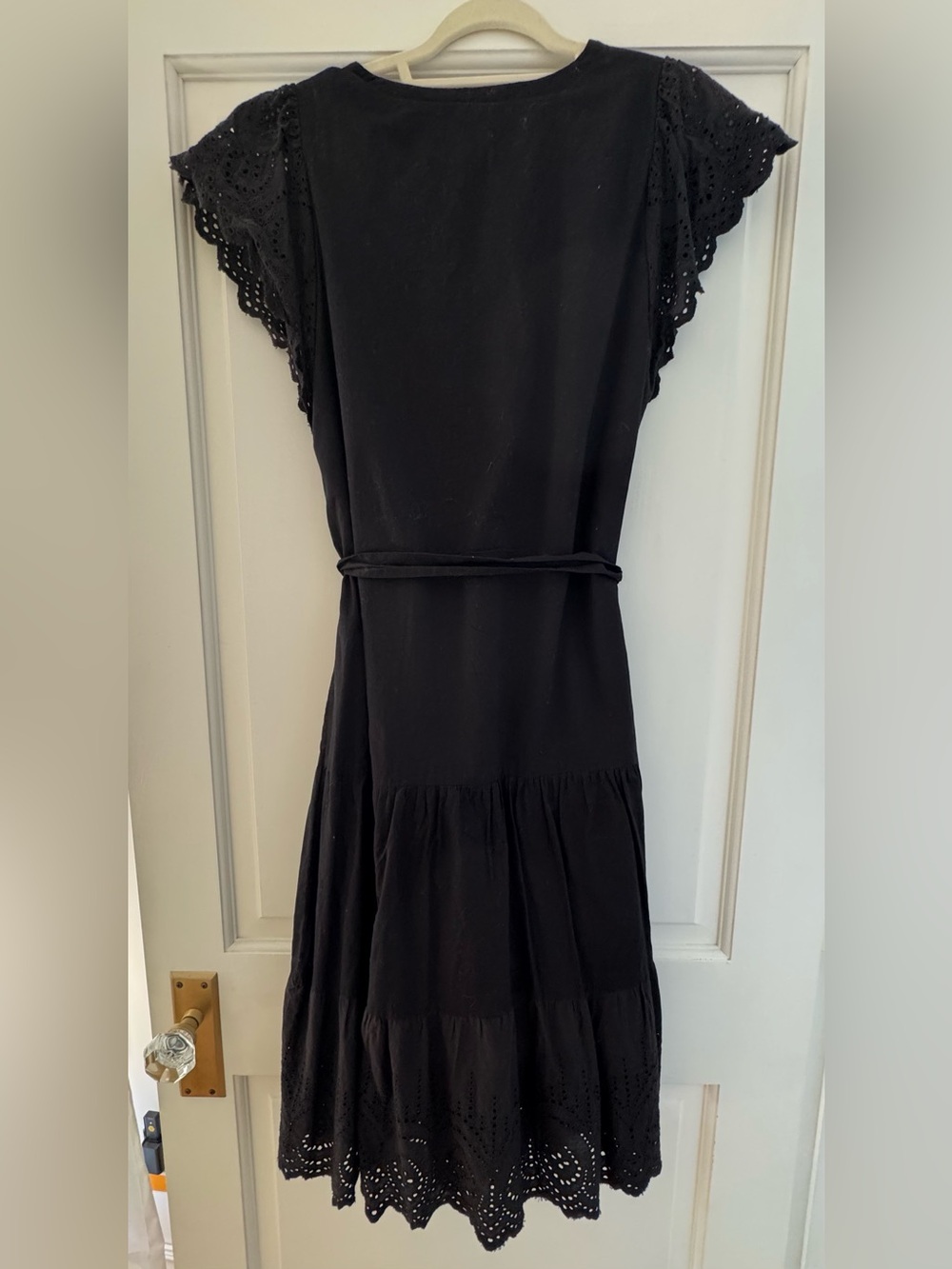 Nine West Black Eyelet-Sleeve Tiered Midi Dress - Picture 9 of 10